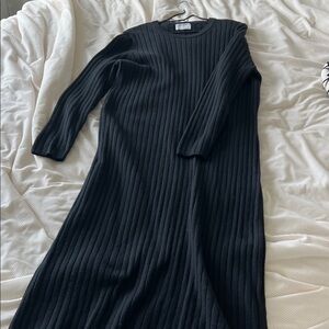 Old Navy Black Long Sleeve Ribbed Dress